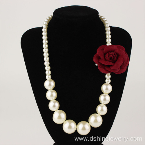 White Simple Flower Imitation Pearl Necklace For Children